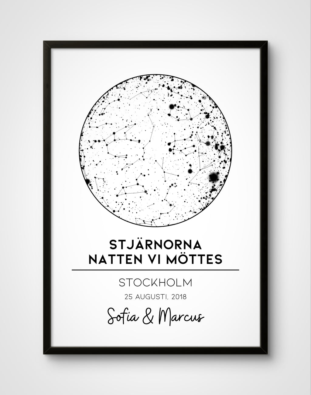 Minimalistisk Svartvit Personlig Stjärnkarta