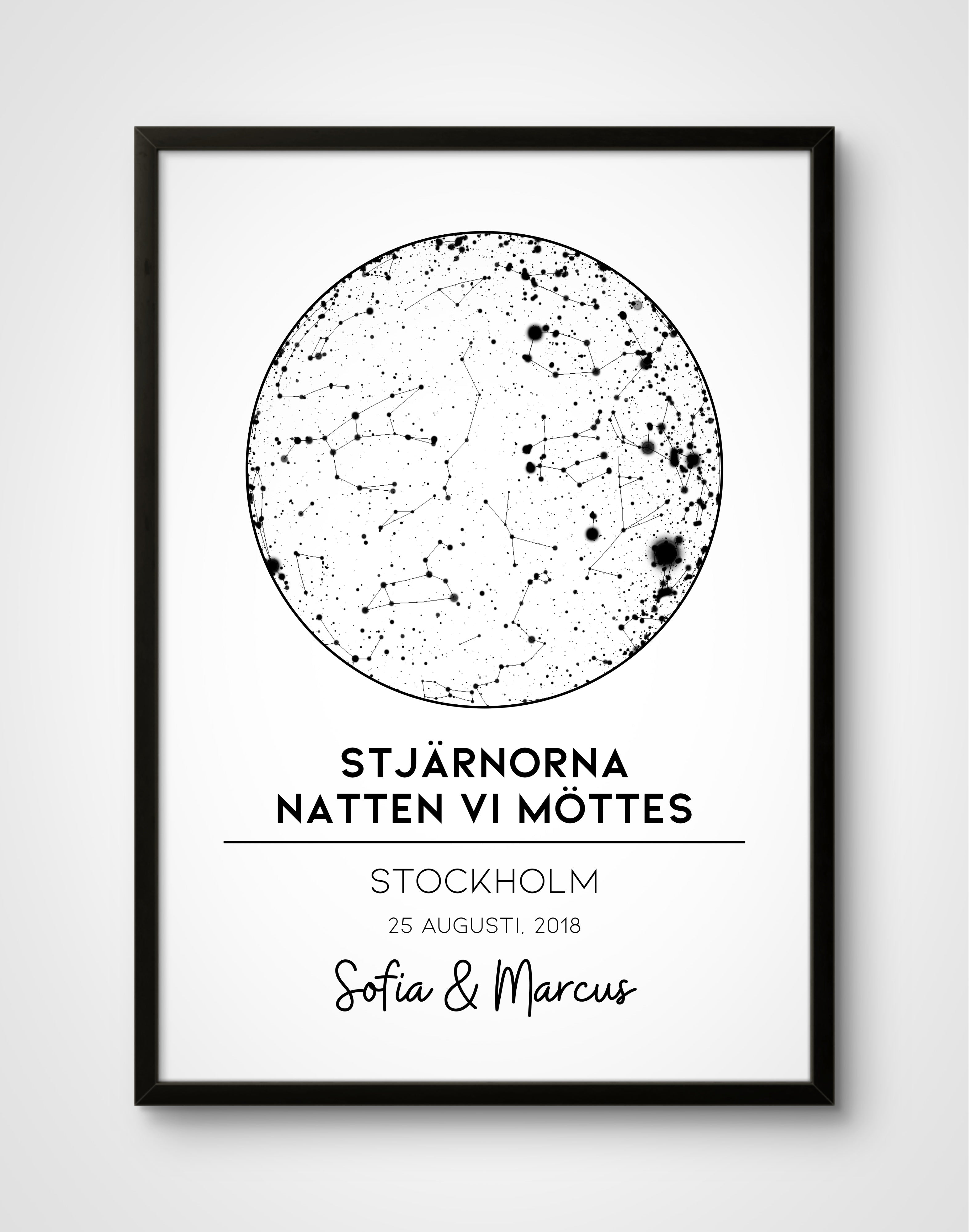 Minimalistisk Svartvit Personlig Stjärnkarta