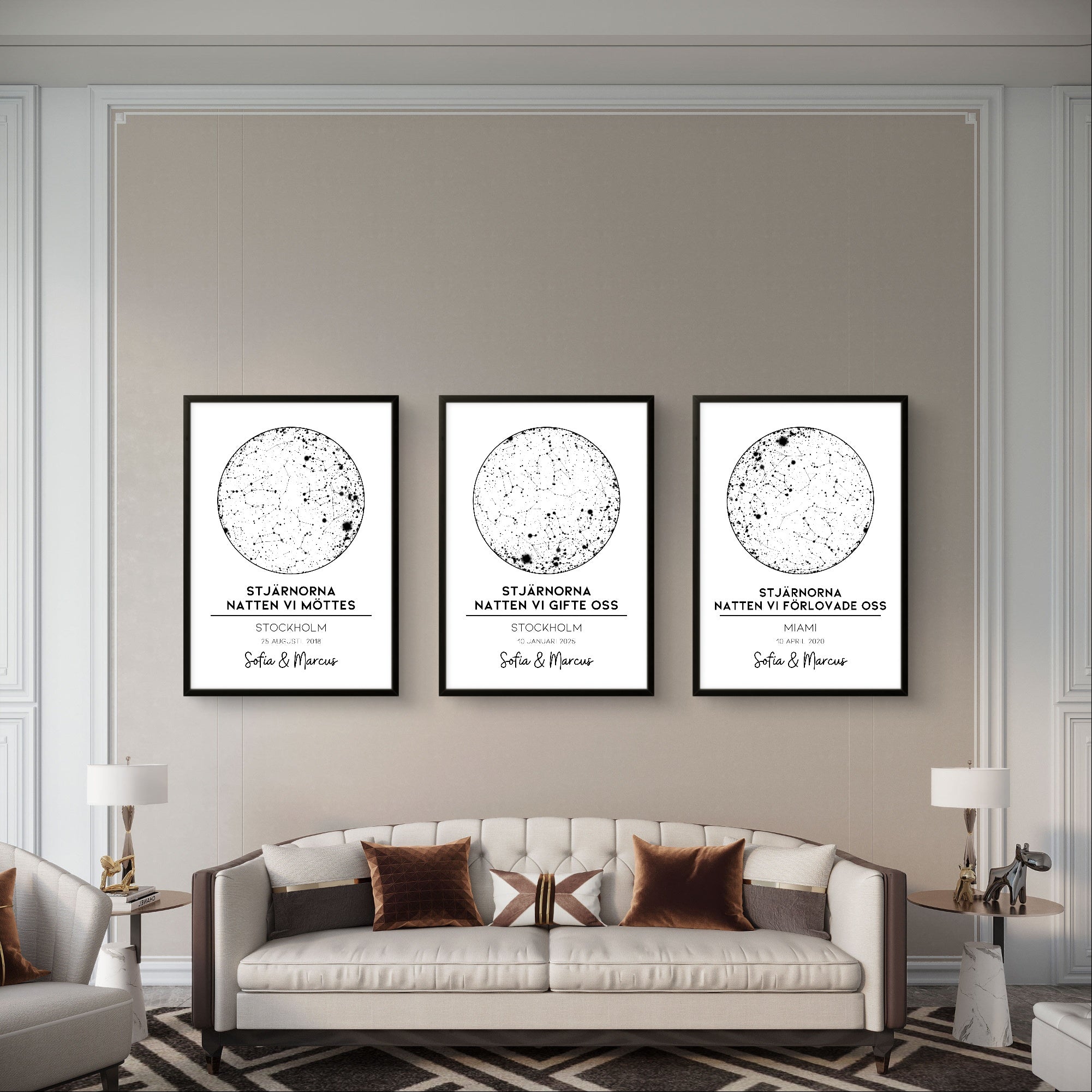 Minimalistisk Svartvit Personlig Stjärnkarta