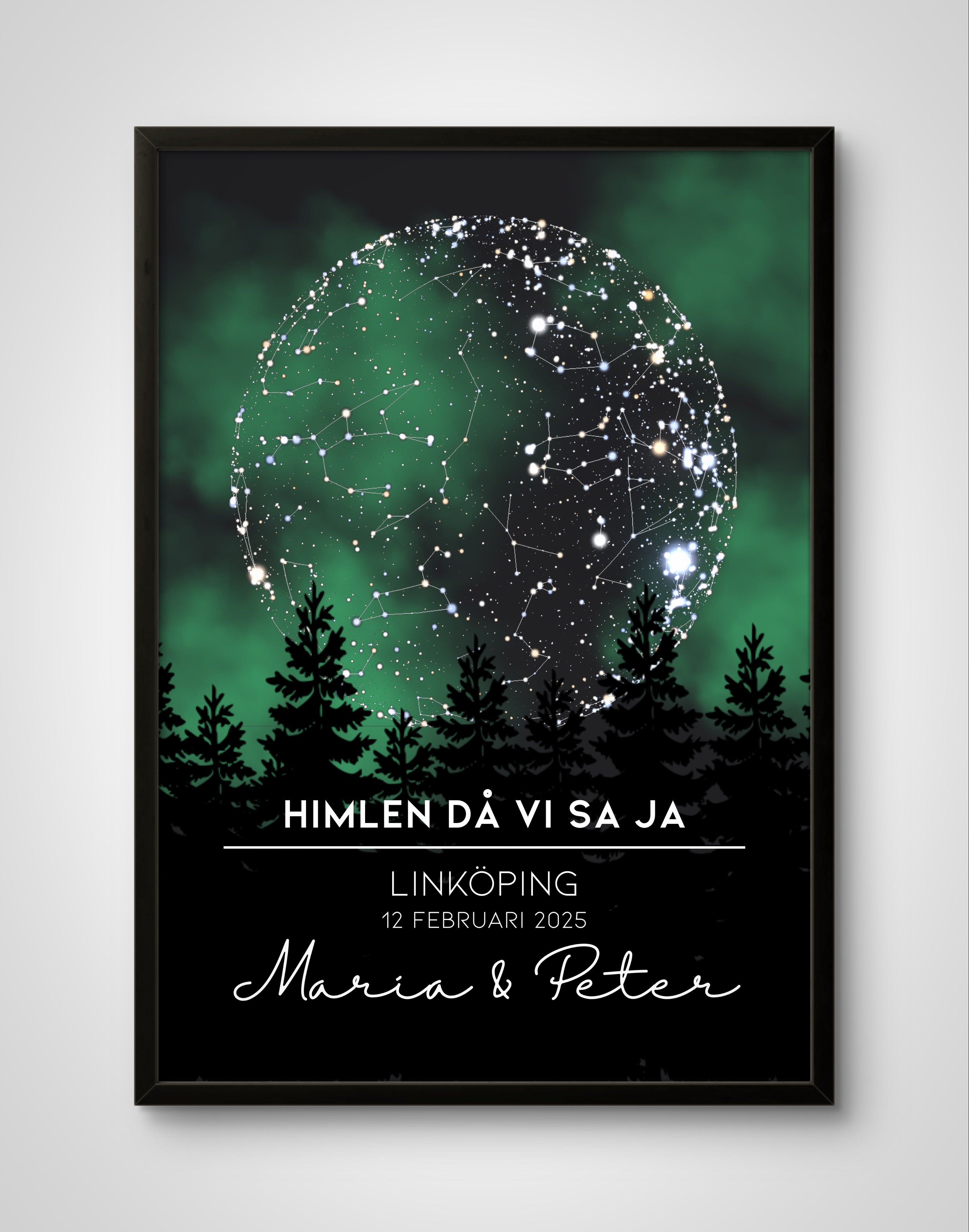 Personlig Stjärnkarta med Norrsken